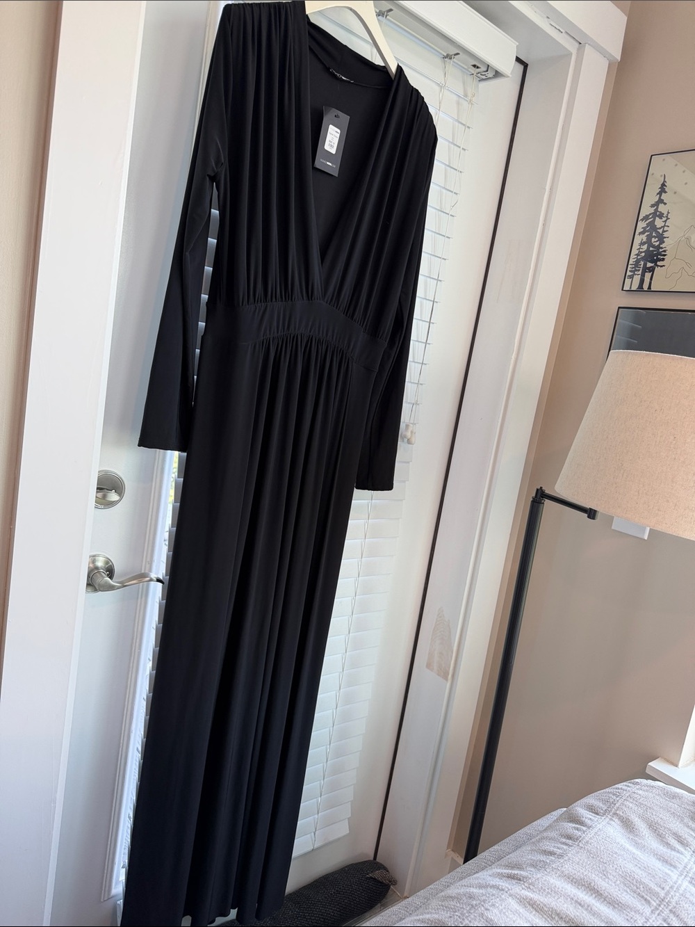 NWT Fashion Nova Long Sleeve Deep V-Neck Maxi Dress